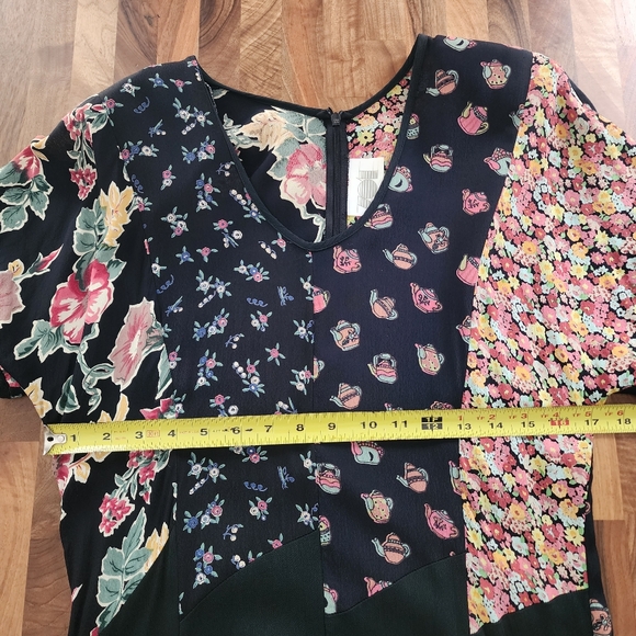 Vintage 90’s 701 California Black Multifloral Print Maxi Dress Size Medium - Picture 9 of 12